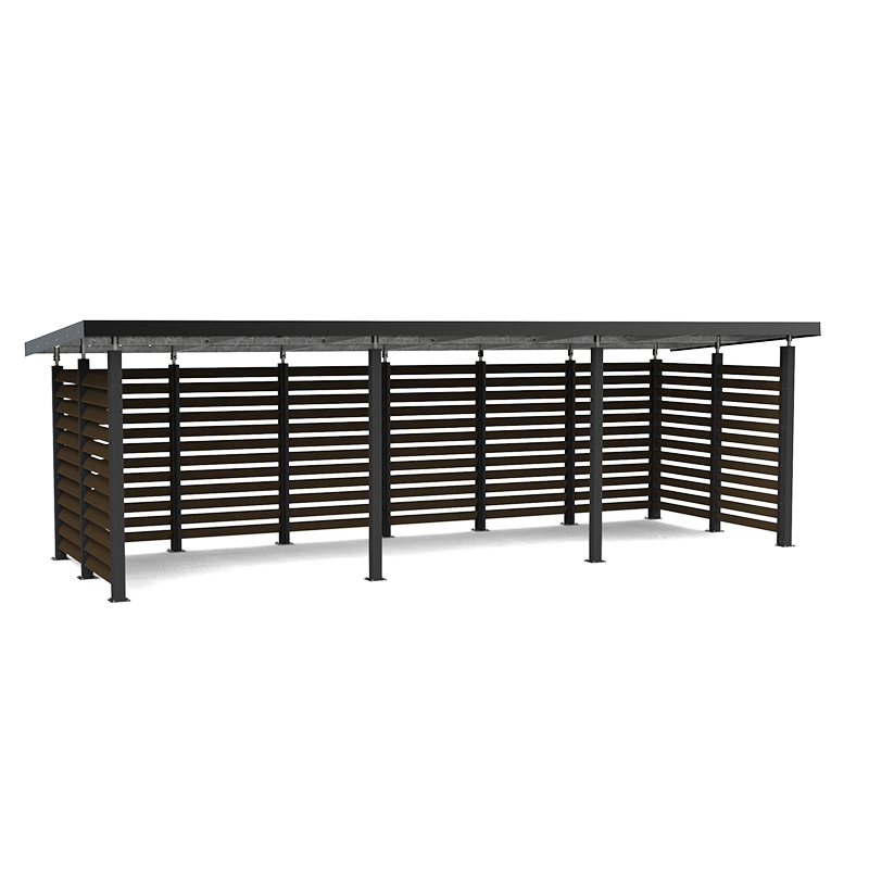 Abri de jardin ouvert - 8.4 x 3m - Montants noirs - Claustra 2.1m - AC-ABRI-12-OUV-2_0