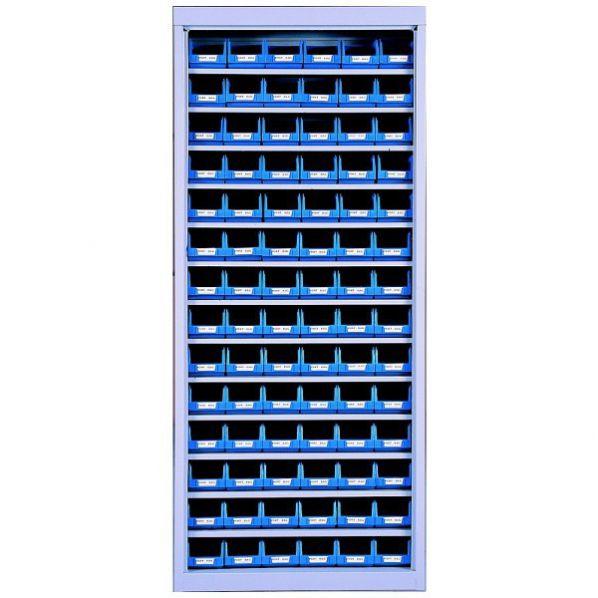 Armoire ouverte sans porte avec 84 bacs 1 litre - Bacs bleus - 13 étagères - Marque Rolléco_0