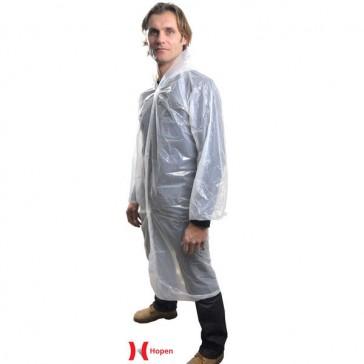 Blouse visiteur à capuche en polyéthylène blanc - 15 microns - Kolmi Hopen - 1 sachet de 10 unités_0