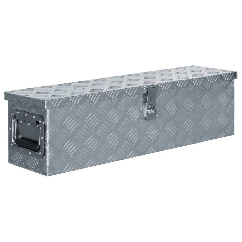 Boîte de rangement en aluminium 80,5 x 22 x 22 cm argenté - Résistante à la rouille avec système de verrou_0
