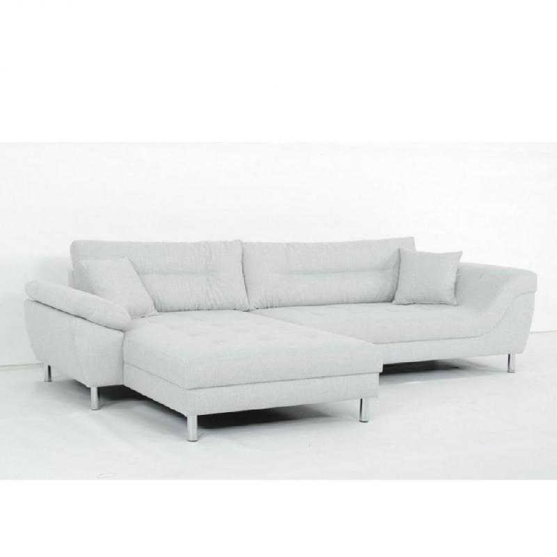 Canapé d'angle fixe gauche Tipix - Tissu Bergamo gris clair avec méridienne réversible et manchette relevable_0