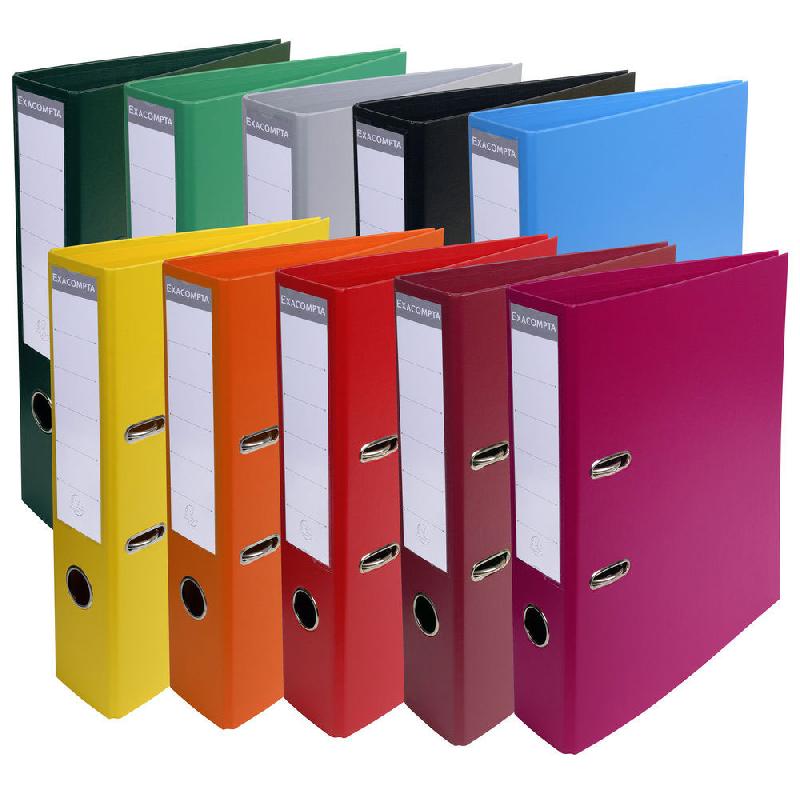 CLASSEUR A LEVIER A4 EXACOMPTA PREM'TOUCH EN CARTON RECOUVERT DE PVC - DOS 7 CM - COLORIS ASSORTIS VIFS - LOT DE 10