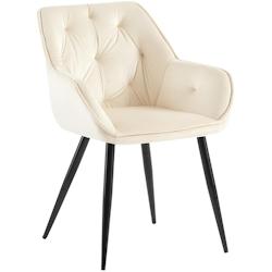 CLP Chaise de salle à manger Cassis en Velours avec Piètement en Métal noir Velours/Crème - beige textile 324472_0
