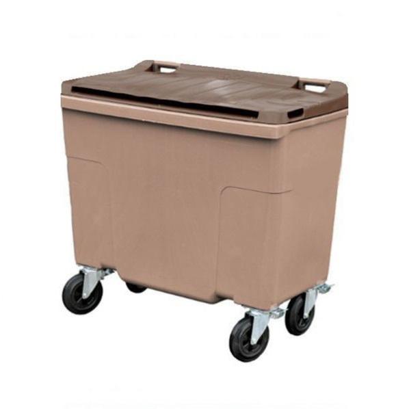 Conteneur poubelle bicolore Sulo - 500 litres - Gris/Marron (RAL 8025) - 4 roues avec freins - Normes EN840_0