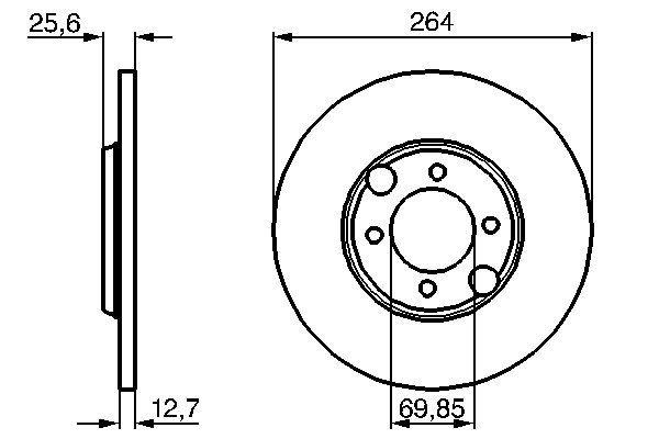 Disque de frein Bosch 0986478689 - boîte de 2 disques - plein - 4 trous - épaisseur 12,7 mm - montage arrière_0
