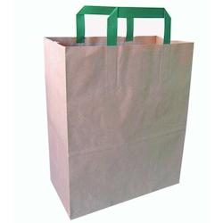 FHC evolupack FHC - 250Pcs - Sac cabas papier kraft brun recyclé avec anses vertes  320x170mm H340mm - marron papier 210CAB3118BR_0