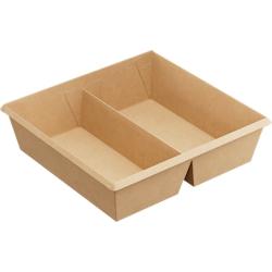 Firplast Barquette OVEN RANGE 2 compartiments carton kraft brun CPET 1200 ml 190 x 200 x 55 mm (x180) - marron 4745001185863_0