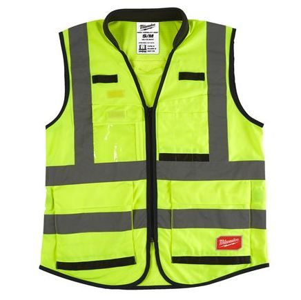 Gilet haute visibilité jaune Premium - Taille S/M, L/XL, 2XL/3XL - Classe 2 EN ISO 20471:2013/A1:2016 - 15 poches, attache harnais et col rembourré_0