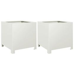 Helloshop26 - Jardinière bac lit surélevé plantes fleurs jardin terrasses lot de 2 40 x 40 x 40 cm acier blanc 02_0038950 - 3000217980741_0