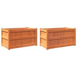 Helloshop26 - Jardinière bac lit surélevé plantes fleurs jardin terrasses lot de 2 cire bois de pin massif marron 02_0039060 - 3000218007850_0