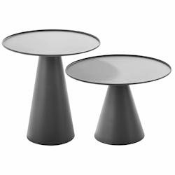 Oviala Business Lot de 2 tables basses de jardin rondes grises - gris acier 108809_0