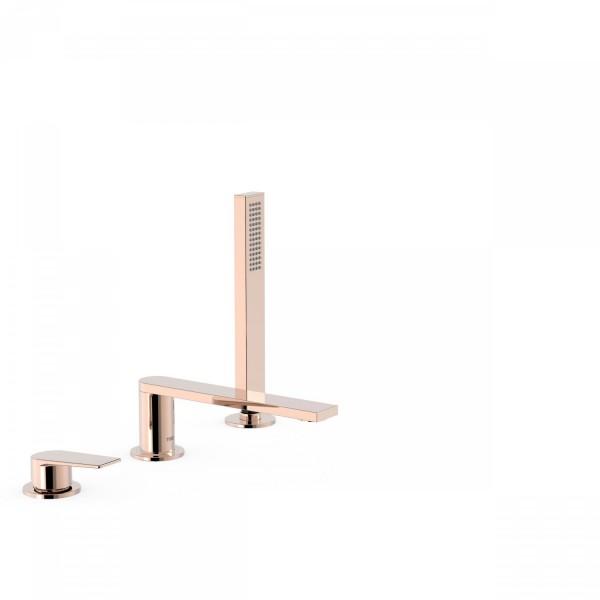 MITIGEUR BAIN D’ÉTAGÈRE AVEC DOUCHETTE ANTICALCAIRE OR ROSE - TRES 21116101OP