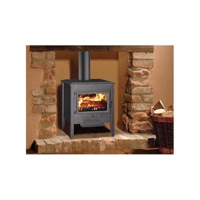 POÊLE À BOIS 18KW SORTIE VERTICALE ANTHRACITE BARCELONA - THECA - 6500700_0