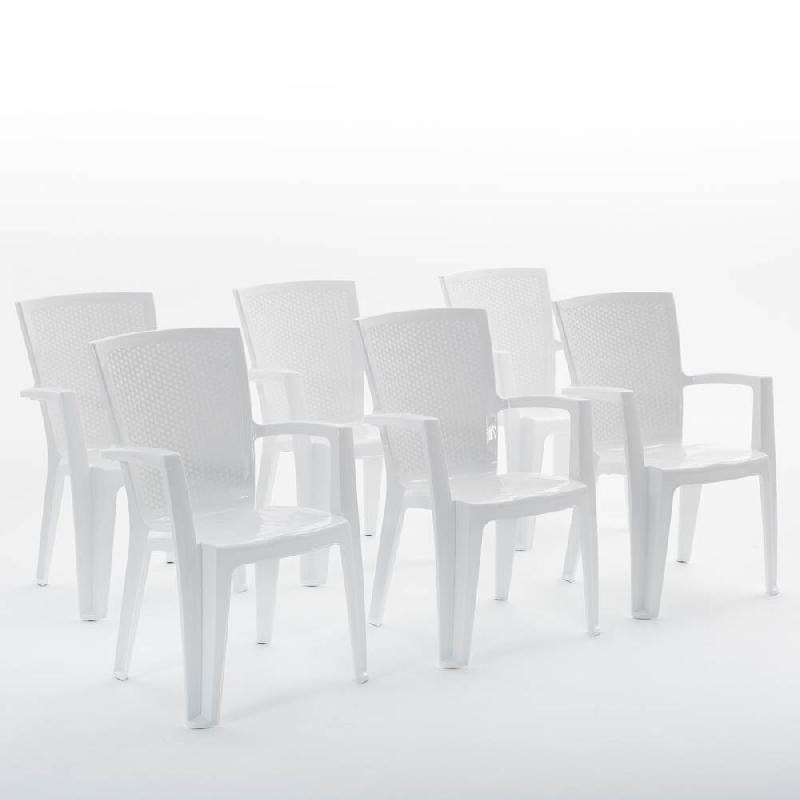 RATTATAN Set de 6 chaises monobloc en polypropylène avec fibre de verre, effet rotin, empilables pour extérieur et jardin, bar et restaurant - Diana_0