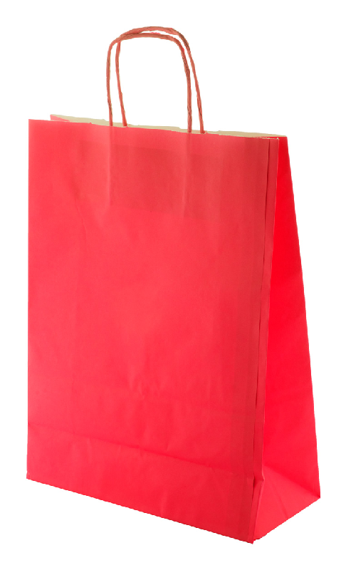Sac publicitaire en papier kraft - poignée torsadée rouge - 100 g/m² - poids 50g_0