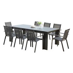 Salon de jardin en aluminium gris Ibiza Une table et 8 fauteuils Wilsa Garden - noir 3662556004757_0