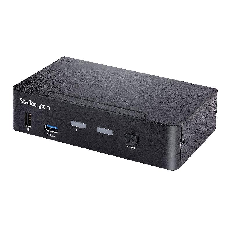 StarTech.Com Switch KVM USB C - KVM DisplayPort à 2 ports Vidéo HDR UHD 4K 60Hz - Audio 3.5, Hub 5Gbps 4x USB HID et 2x USB 1 3.2 Gen 1 - Commutateur KVM USB Type-C - Compatible Thunderbolt 3/4_0