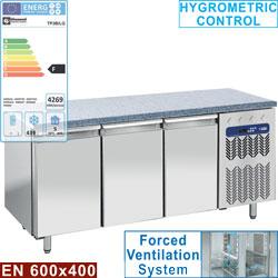 Table de congélation ventilée 3 portes 600x400 - Top en granit - TP3B/LG - Inox alimentaire AISI 304_0