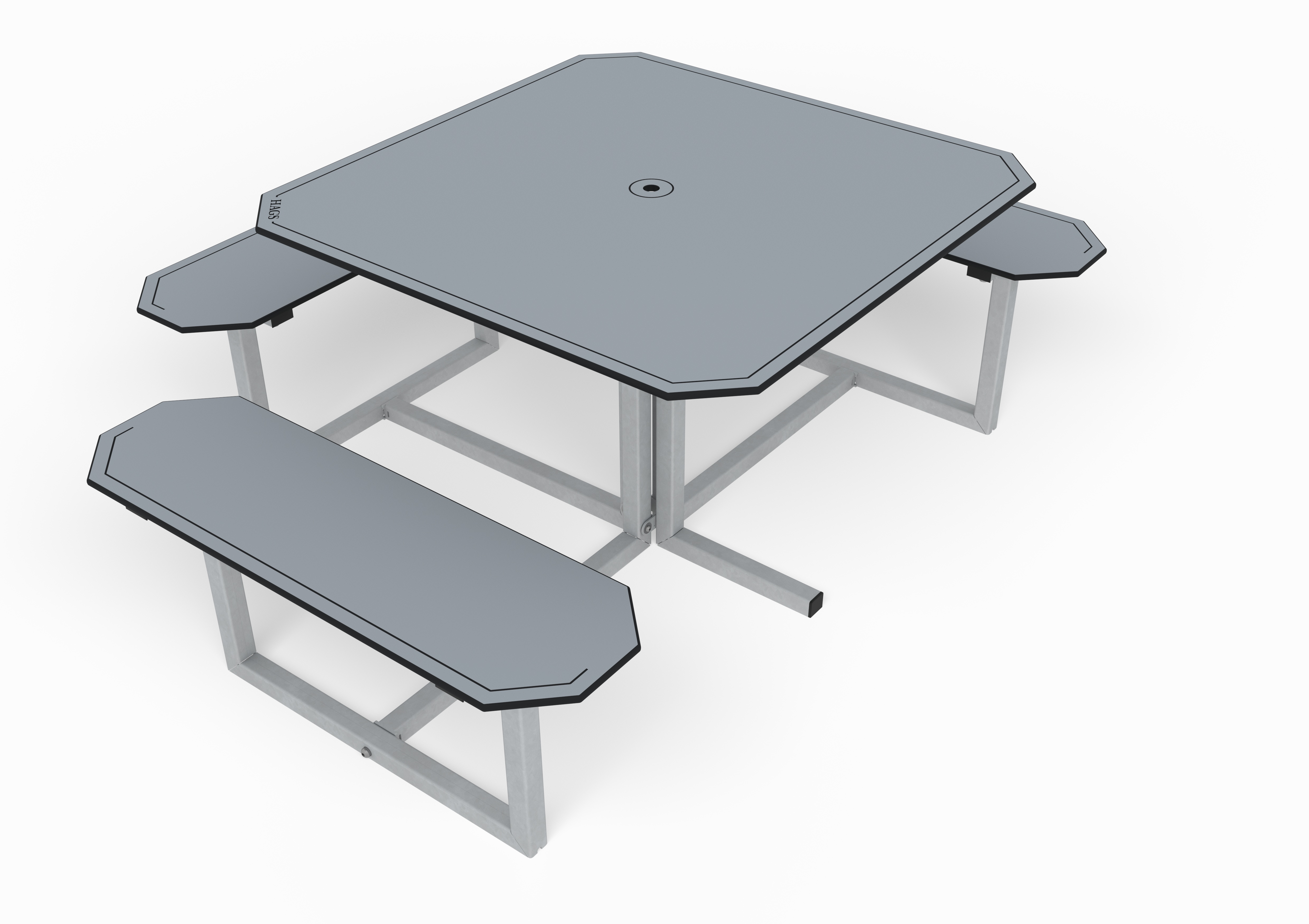 Table de pique-nique Skagen HPL - 8101362 - Hags - Gris/Galvanisé - Free Standing_0