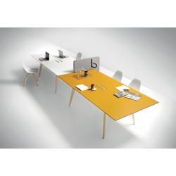 Table de réunion rectangulaire Pigreco Up - Martex avec piètements en bois massif et plateau laqué_0