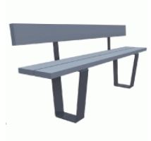 Banc public en plastique recyclé et acier - 2 lattes d'assise - KAPPA - 180 cm - Fabrication française_0