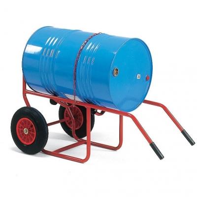 Diable à fûts 220 L - Chariot manuel pour fûts métalliques 220L - Charge 250kg - Roues pneumatiques Ø400mm_0