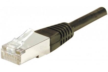 Cordon RJ45 patch F/UTP CAT 6 noir - 0,50 m - câble AWG 26/7 blindé avec connecteurs contacts dorés_0