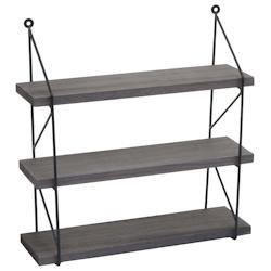 Décoshop26 - Étagère murale suspendue 3 niveaux design inustriel en métal et bois gris foncé 40 x 40 x 13 cm 04_0008677 - gris 3000262672035_0