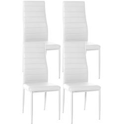 Décoshop26 - Lot de 4 chaises de salle à manger design simple en synthétique blanc avec couture cadre en métal noir CDS10409 - blanc 3002482832695_0