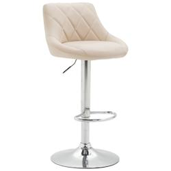 Décoshop26 - Tabouret de bar chaise haute x 1 avec coutures décoratives assise en PVC crème pieds métal 10_0005081 - 3000252450148_0