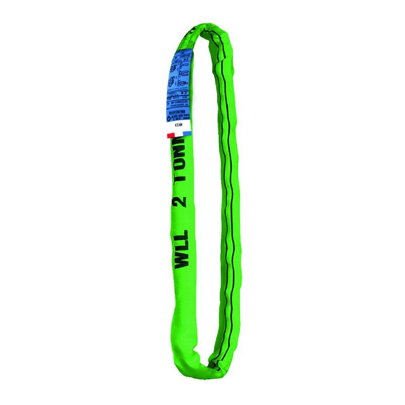 Élingue ronde standard - 5m, verte, 0,75mm, 2225g, 2T - Fourreau anti-abrasion polyester - Norme EN 1492-2_0