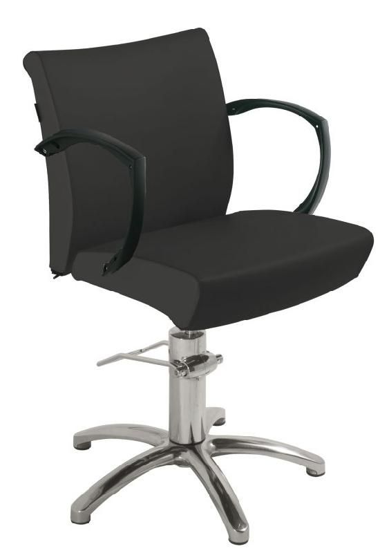 Fauteuil de coiffure Venezia - pivotant, accoudoirs gris/noirs en polyuréthane, revêtement skaï noir - Réf. A3232008G / A3232008N_0