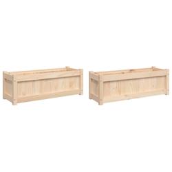 Helloshop26 - Jardinière bac lit surélevé plantes fleurs jardin terrasses lot de 2 bois de pin massif marron 02_0039045 - 3000218001469_0