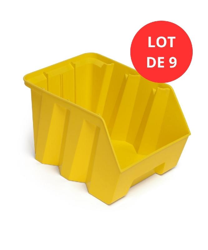 Lot de 9 bacs duetto 42 litres plastique jaune_0
