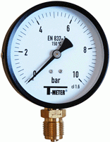 Manomètre à boitier acier - sec d.100 radial raccord 1/2