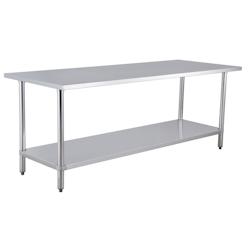 METRO Professional Table de travail GWT4187, acier inoxydable, 180 x 88 x 70 cm, avec fond, pieds réglables anti-corrosion, argenté - stainless stee_0