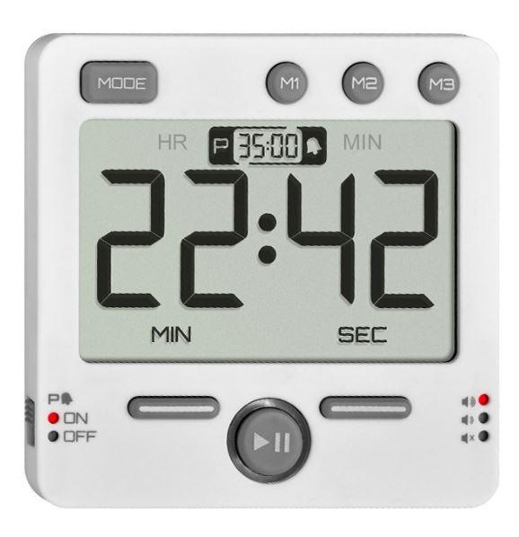 Minuteur digital 100 h - compteur / décompteur / pré-alarme - lumineux/sonore - 3 mémoires #3849t_0