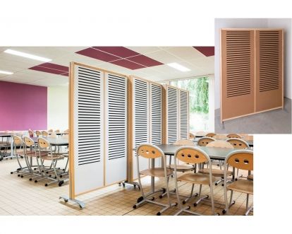 Mpa - Cloison acoustique en hêtre vernis naturel ou coloris au choix - Isolation laine de roche_0
