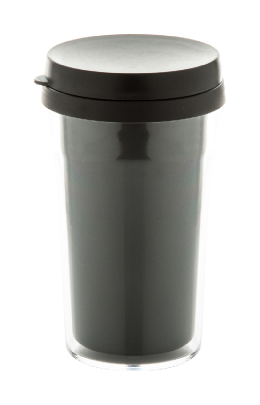 Mug isotherme publicitaire - double parois en plastique - 250 ml - avec couvercle et personnalisation_0