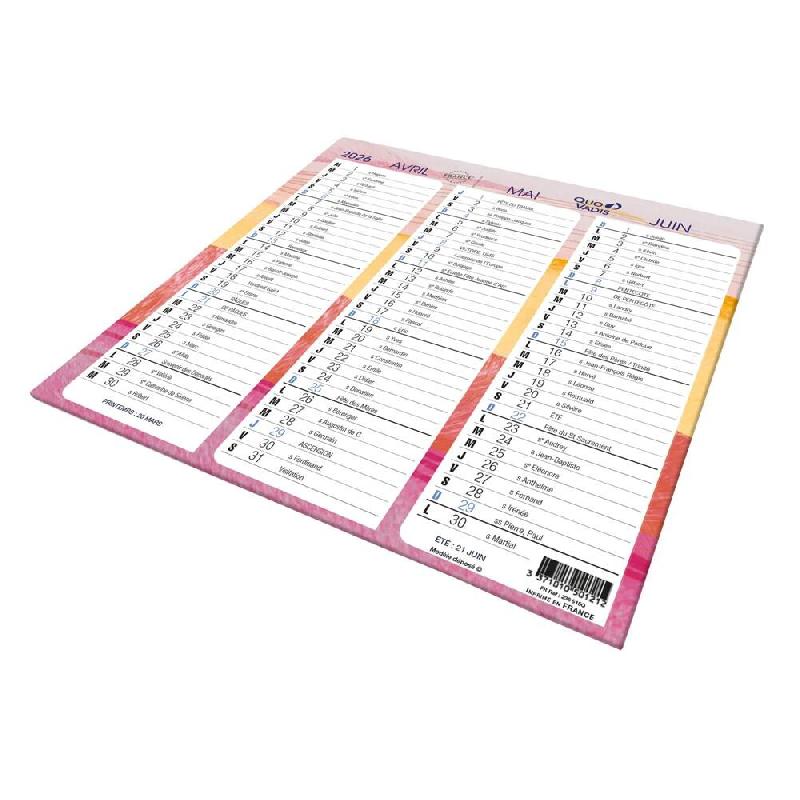 Quo Vadis - Calendrier origami - 2026 - Français - Fantaisie - Multicolore - 12 mois de janvier à décembre - 36x18 cm - Papier Clairefontaine blanc_0