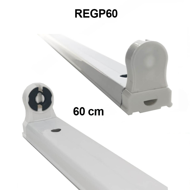 Réglette T8 - 60cm pour tube LED - Réf REGP60 - Support en acier avec certifications CE et ROHS_0
