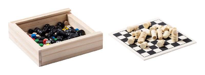 Set de jeux en bois 3 en 1 - Échecs, Parchisi et Dames - Couleur naturelle - 120g_0