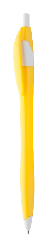 Stylo à bille en plastique - Encre bleue - Couleur jaune - Poids 7g_0
