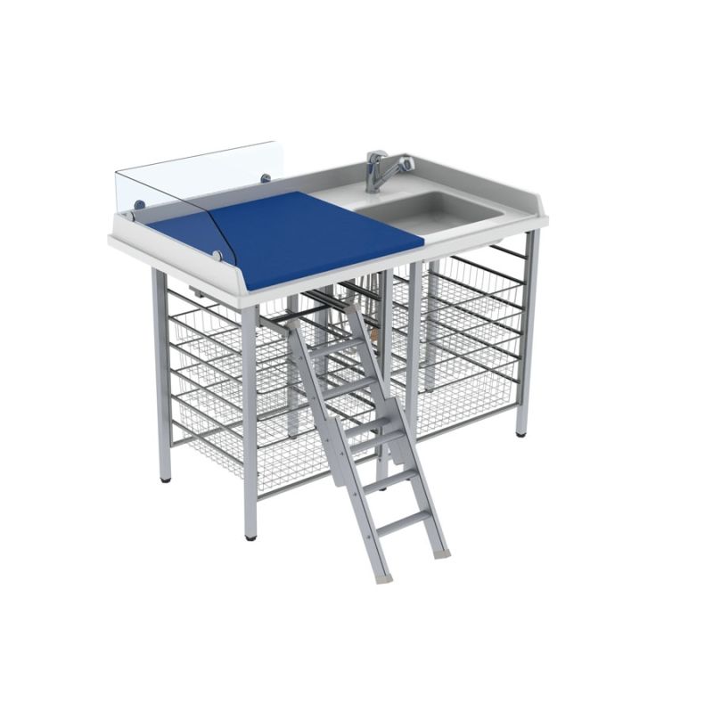 Table à langer pour handicapé - Granberg - bébé, 140x80 cm avec lavabo, échelle télescopique et matelas - 327-141-121_0