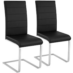 Tectake 2 Chaises de Salle à Manger BETTINA Rembourrées Pieds en métal Argentés Design Moderne - noir -402549 - noir matière synthétique 402549_0