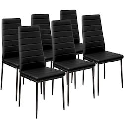 Tectake Lot de 6 chaises avec surpiqûre - noir -401848 - noir matière synthétique 401848_0