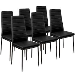 Tectake Lot de chaises avec surpiqûre - noir, Lot de 6 -401848 - noir matière synthétique 401848_0