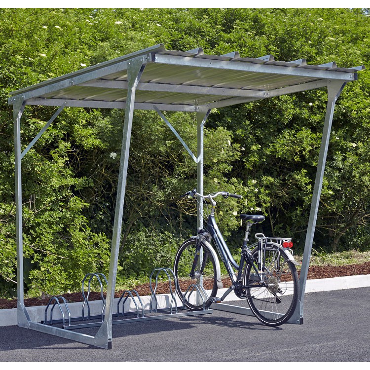 Abri vélo ouvert steel / structure en acier / toiture en tôle galvanisé / pour 5 vélos_0