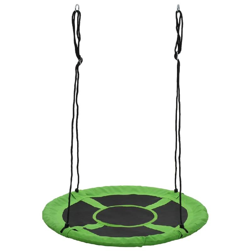 Balançoire 110 cm - 100 kg - Vert - Tissu Oxford, tapis en PP et corde en PE - Modèle 02_0005099_0