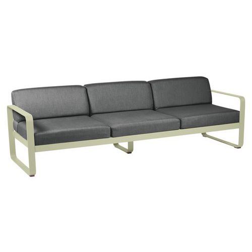 CANAPÉ 3 PLACES BELLEVIE VERT TILLEUL COUSSINS GRIS GRAPHITE - FERMOB